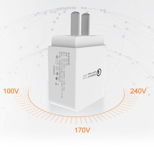 HKM-972691 Quick Charge 3.0 US Travel Charger - 5V 2A, 18W with Multiple Protection Features for Smartphones and Tablets