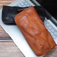 HKM-972691 Vintage Handcrafted Leather Wallet with Multi-functional Money Clip and Large Capacity in Coffee, Black, and Brown