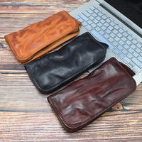 HKM-972691 Vintage Handcrafted Leather Wallet with Multi-functional Money Clip and Large Capacity in Coffee, Black, and Brown