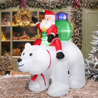 HKM-972755 6ft Santa Claus Riding Polar Bear LED Light Decoration for Christmas Garden Display