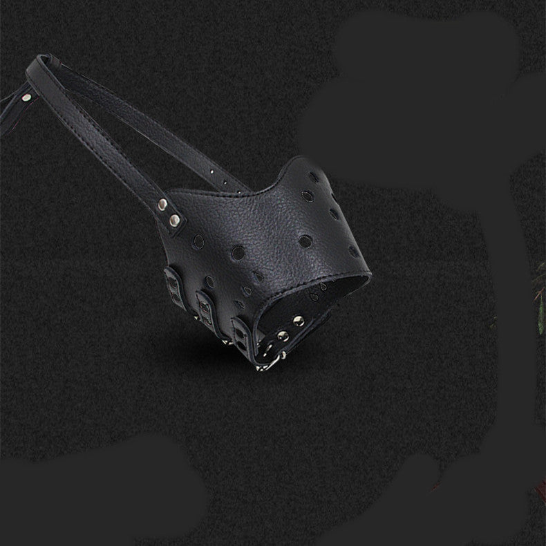 HKM-9728189 Anti-Bite and Barking Mouth Cover for Medium and Large Dogs – Durable Cowhide Design in Black