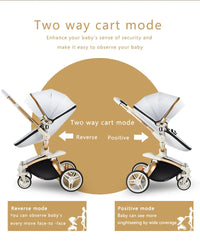 HKM-3972819 Luxury Adjustable Baby Stroller with Reversible Seat and Multi-Angle Rotation