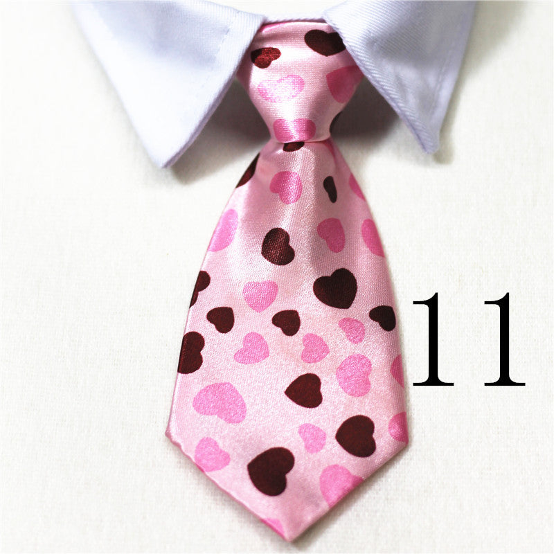 HKM-9729597 Solid Color and Striped Fake Tie for Pets - Cotton, S and L Sizes