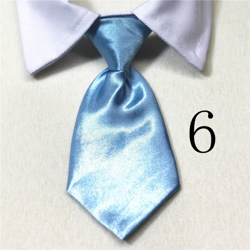 HKM-9729597 Solid Color and Striped Fake Tie for Pets - Cotton, S and L Sizes