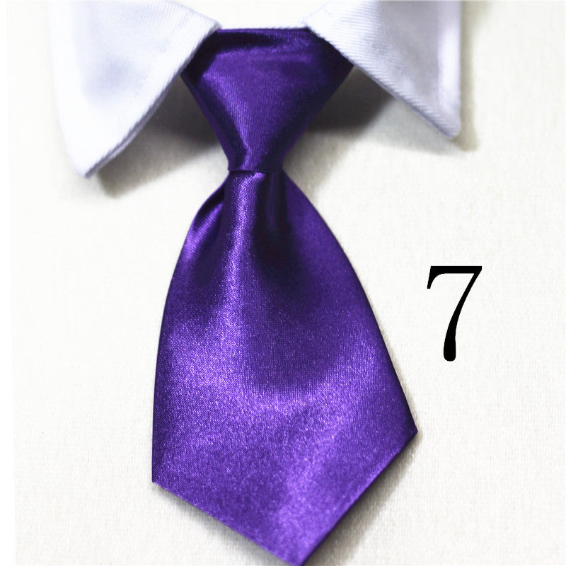 HKM-9729597 Solid Color and Striped Fake Tie for Pets - Cotton, S and L Sizes
