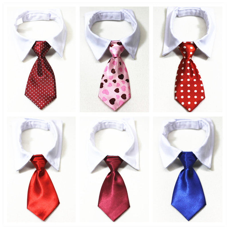 HKM-9729597 Solid Color and Striped Fake Tie for Pets - Cotton, S and L Sizes