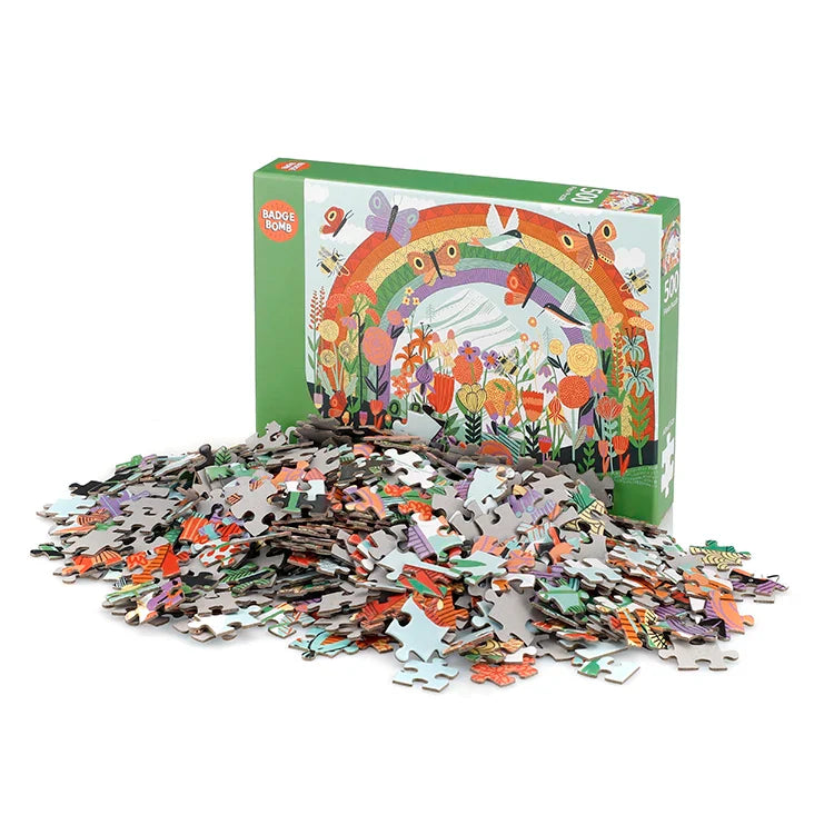 HKM-973075 500 Piece Custom Paper Puzzle - Pollinator's Playground for Ages 2 to 7