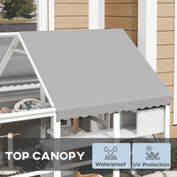 HKM-9731005 Outdoor Wooden Cat Enclosure with Waterproof Cover, 2 Condos, 6 Platforms, and Easy Access Doors in White