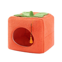 HKM-9731389 Cozy Lucky Persimmon Pet Bed for Cats - Mohair Corduroy Nest