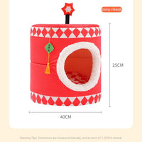 HKM-9731389 Cozy Lucky Persimmon Pet Bed for Cats - Mohair Corduroy Nest