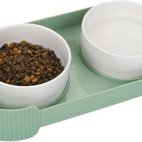 HKM-973139 Elevated Ceramic Cat Bowls with Tilted Stand for Easy Digestion and Anti-Vomiting Design
