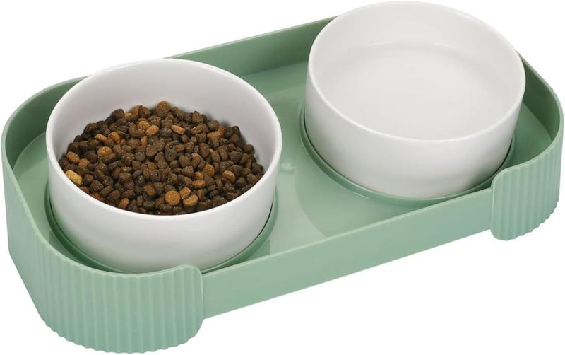 HKM-973139 Elevated Ceramic Cat Bowls with Tilted Stand for Easy Digestion and Anti-Vomiting Design