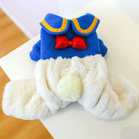 HKM-9731773 Padded Cotton Pet Jacket with Bowknot Collar – Available in Blue and Yellow
