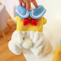 HKM-9731773 Padded Cotton Pet Jacket with Bowknot Collar – Available in Blue and Yellow