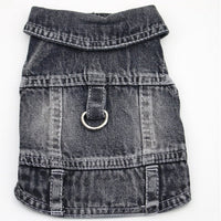 HKM-9732925 Denim Traction Vest for Small Dogs – Casual Pet Clothing in Blue and Black