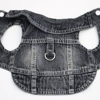 HKM-9732925 Denim Traction Vest for Small Dogs – Casual Pet Clothing in Blue and Black