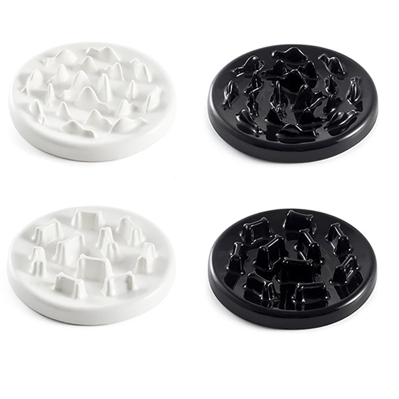 HKM-9733309 Ceramic Slow Food Bowl for Cats and Small Dogs - Fish & Bone Design