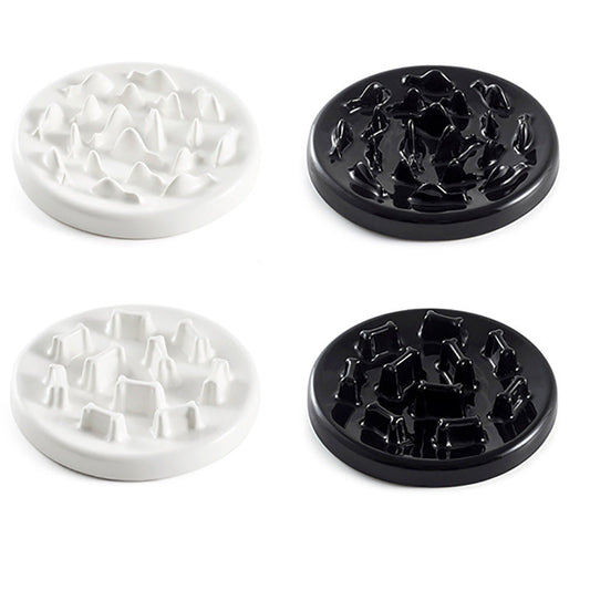 HKM-9733309 Ceramic Slow Food Bowl for Cats and Small Dogs - Fish & Bone Design