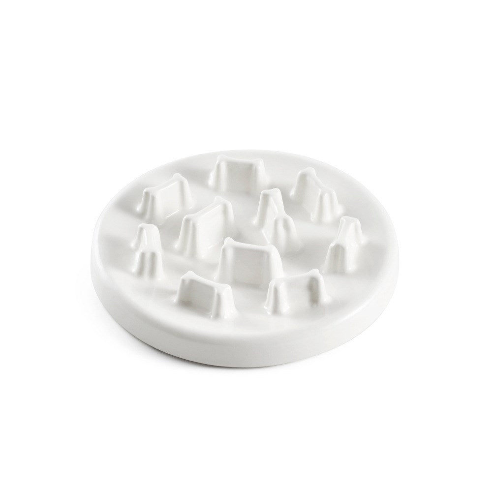 HKM-9733309 Ceramic Slow Food Bowl for Cats and Small Dogs - Fish & Bone Design