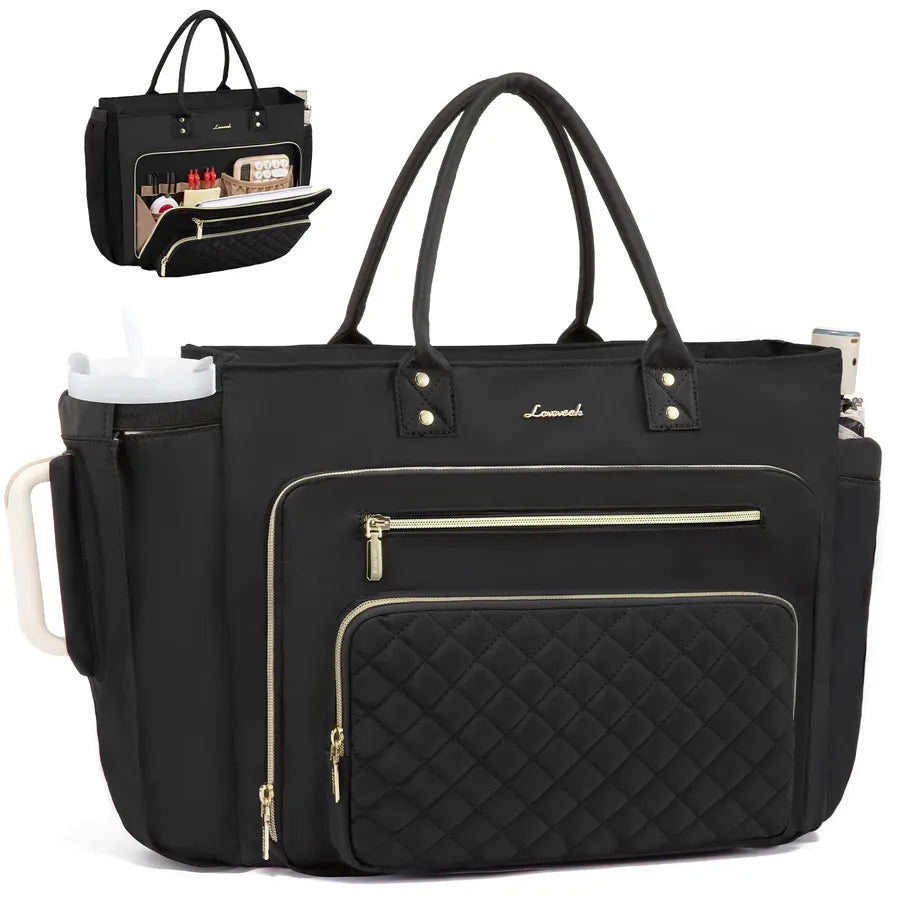 HKM-973331 Multi-Pocket Tote Bag for Women - 15.6 Inch Laptop Briefcase with Large Cup Holder
