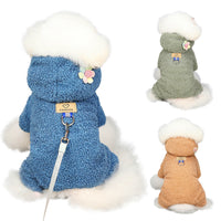 HKM-9733693 Teddy Velvet Cotton Jacket for Dogs and Cats with Six-Petal Flower Design