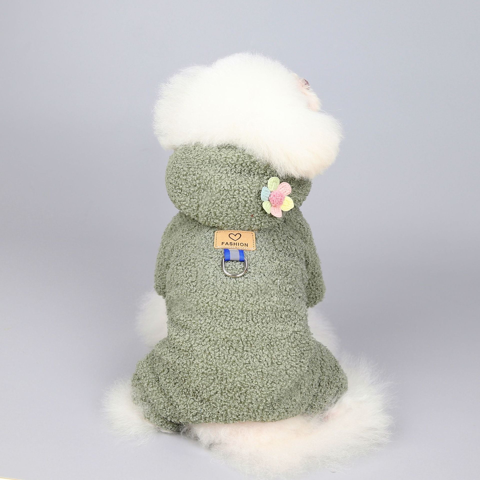 HKM-9733693 Teddy Velvet Cotton Jacket for Dogs and Cats with Six-Petal Flower Design