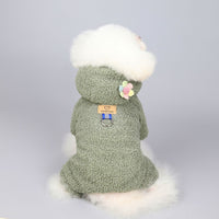 HKM-9733693 Teddy Velvet Cotton Jacket for Dogs and Cats with Six-Petal Flower Design