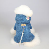 HKM-9733693 Teddy Velvet Cotton Jacket for Dogs and Cats with Six-Petal Flower Design