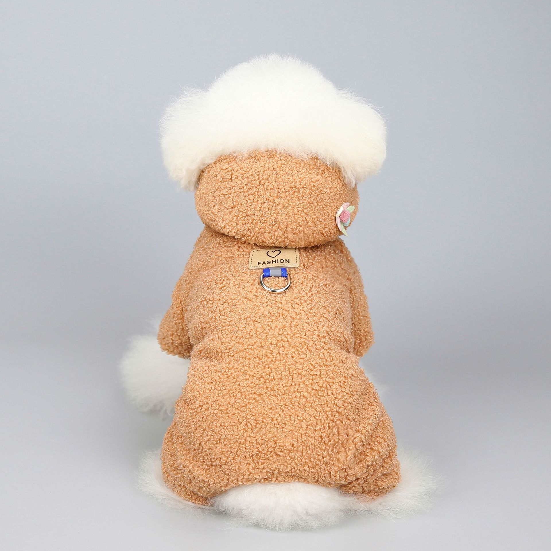 HKM-9733693 Teddy Velvet Cotton Jacket for Dogs and Cats with Six-Petal Flower Design
