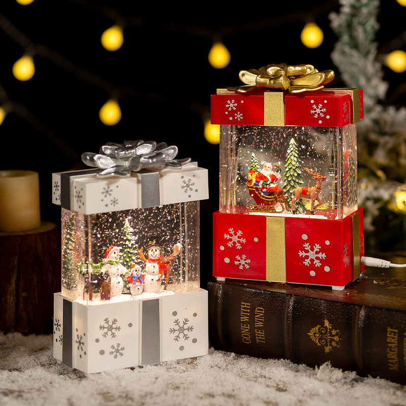 HKM-973395 Crystal Ball Night Lamp Ornament with Iron Hoop and Polyethylene Base, Plays Christmas Music
