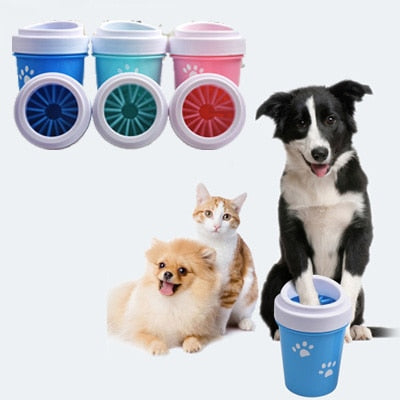 HKM-9734973 Dog and Cat Paw Cleaning Cup - Available in Small and Large Sizes, Green, Pink, and Blue