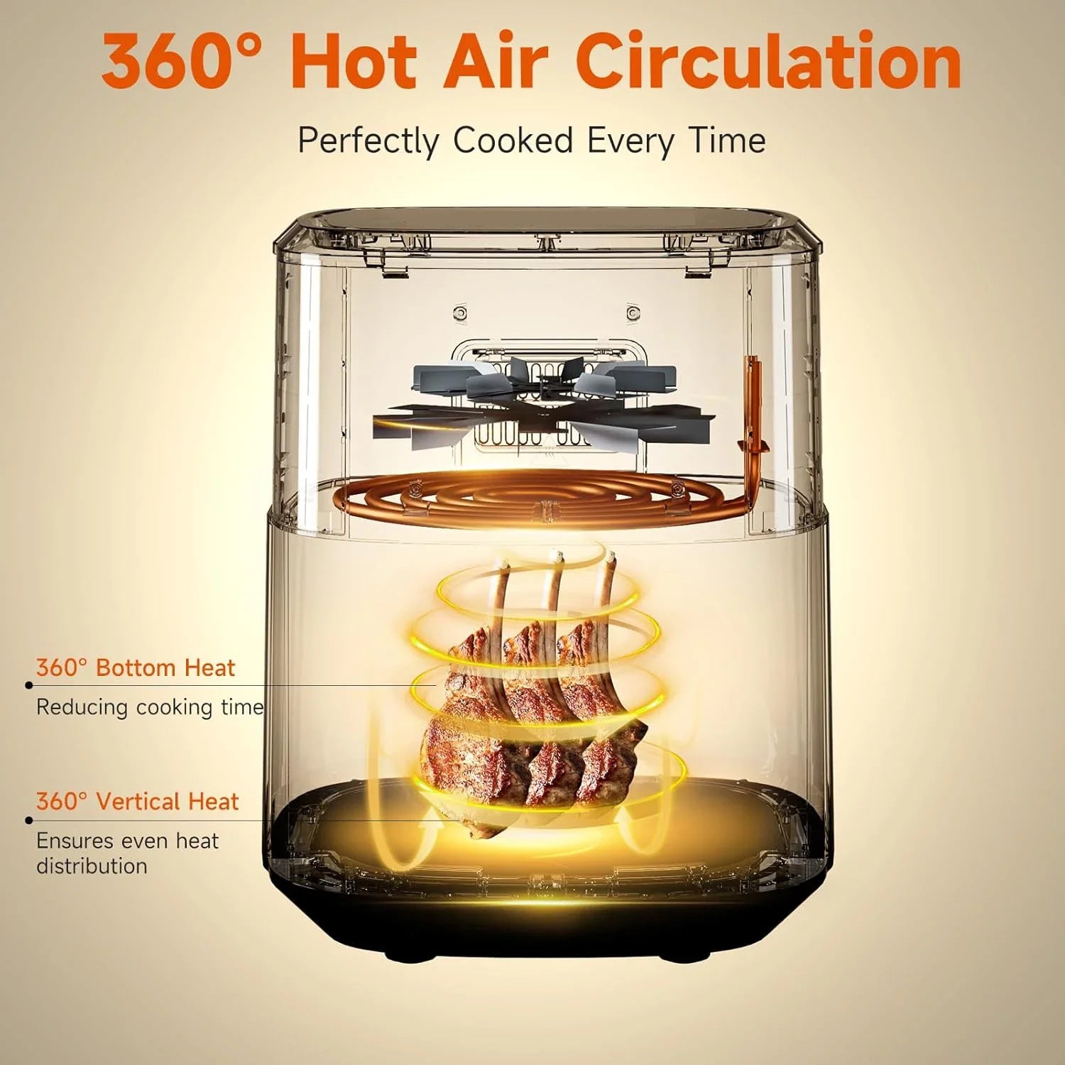 HKM-973523 8L Digital Stainless Steel Air Fryer with Dual Heating and Double Basket for Efficient Home Cooking
