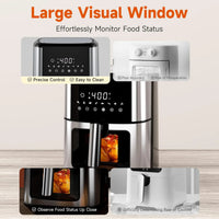 HKM-973523 8L Digital Stainless Steel Air Fryer with Dual Heating and Double Basket for Efficient Home Cooking