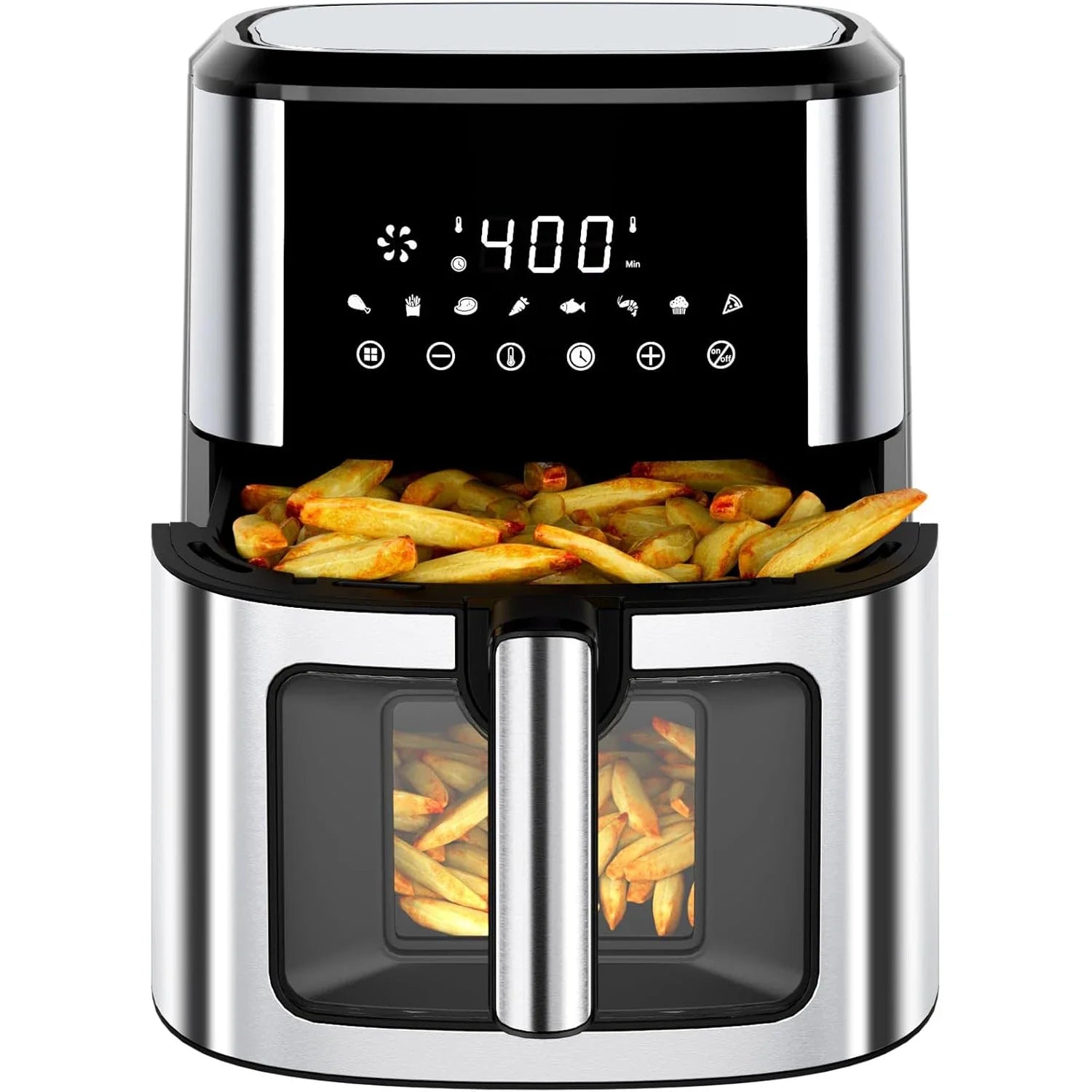 HKM-973523 8L Digital Stainless Steel Air Fryer with Dual Heating and Double Basket for Efficient Home Cooking