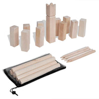 HKM-9736381 Wooden Kubb Game Set for Outdoor Fun with Family and Friends, Includes 21 Pieces and Carrying Bag
