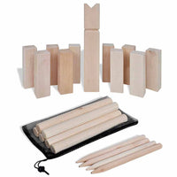 HKM-9736381 Wooden Kubb Game Set for Outdoor Fun with Family and Friends, Includes 21 Pieces and Carrying Bag