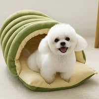 HKM-9736765 Cozy Removable Washable Cat House in Light Beige, Green, or Purple for Winter Comfort