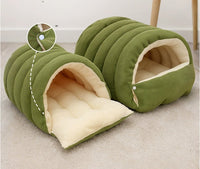 HKM-9736765 Cozy Removable Washable Cat House in Light Beige, Green, or Purple for Winter Comfort