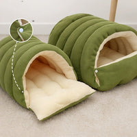 HKM-9736765 Cozy Removable Washable Cat House in Light Beige, Green, or Purple for Winter Comfort