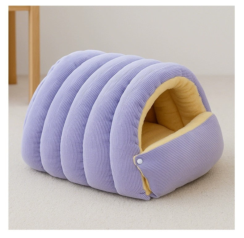 HKM-9736765 Cozy Removable Washable Cat House in Light Beige, Green, or Purple for Winter Comfort
