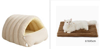HKM-9736765 Cozy Removable Washable Cat House in Light Beige, Green, or Purple for Winter Comfort