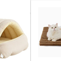 HKM-9736765 Cozy Removable Washable Cat House in Light Beige, Green, or Purple for Winter Comfort