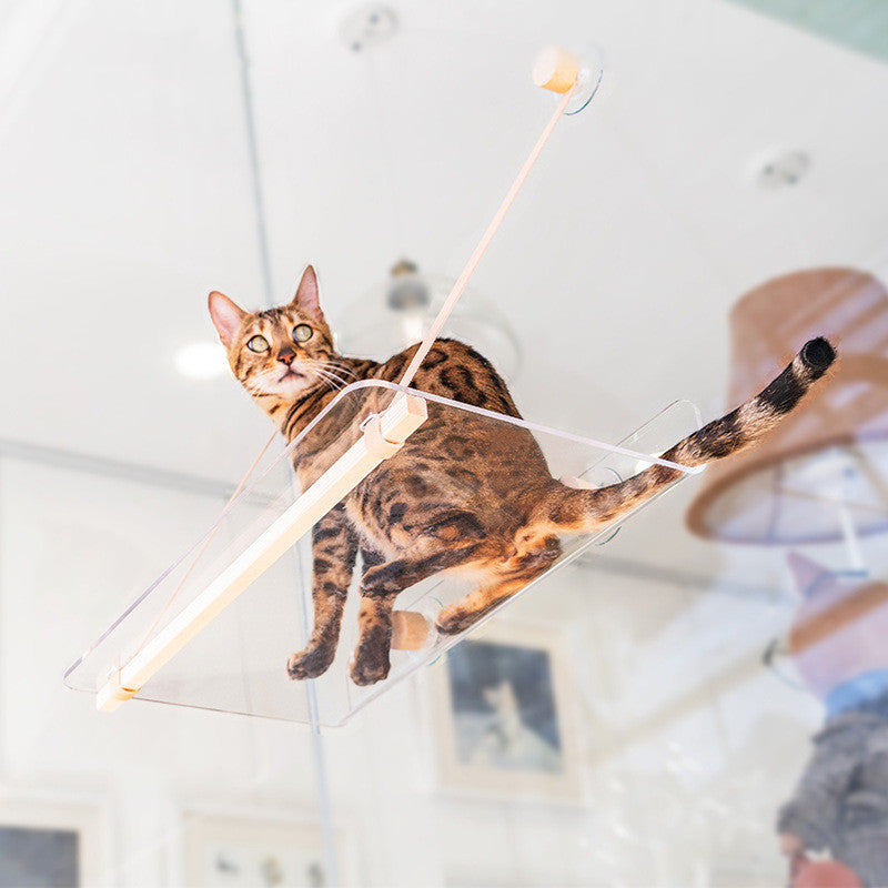 HKM-9737149 Hanging Transparent Acrylic Cat Bed for Comfortable Home Relaxation
