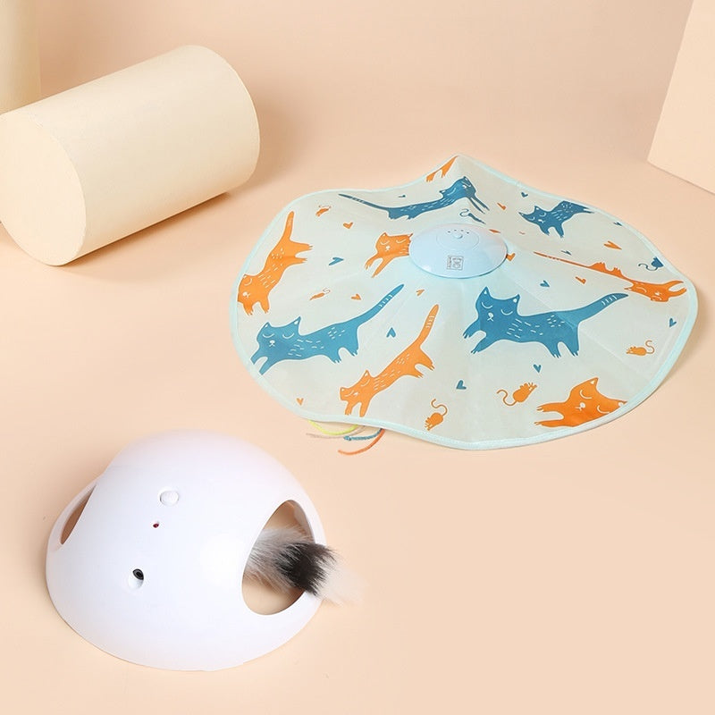 HKM-9737917 Interactive Electric Cat Teaser Toy with Rechargeable Turntable in Peekaboo Colors