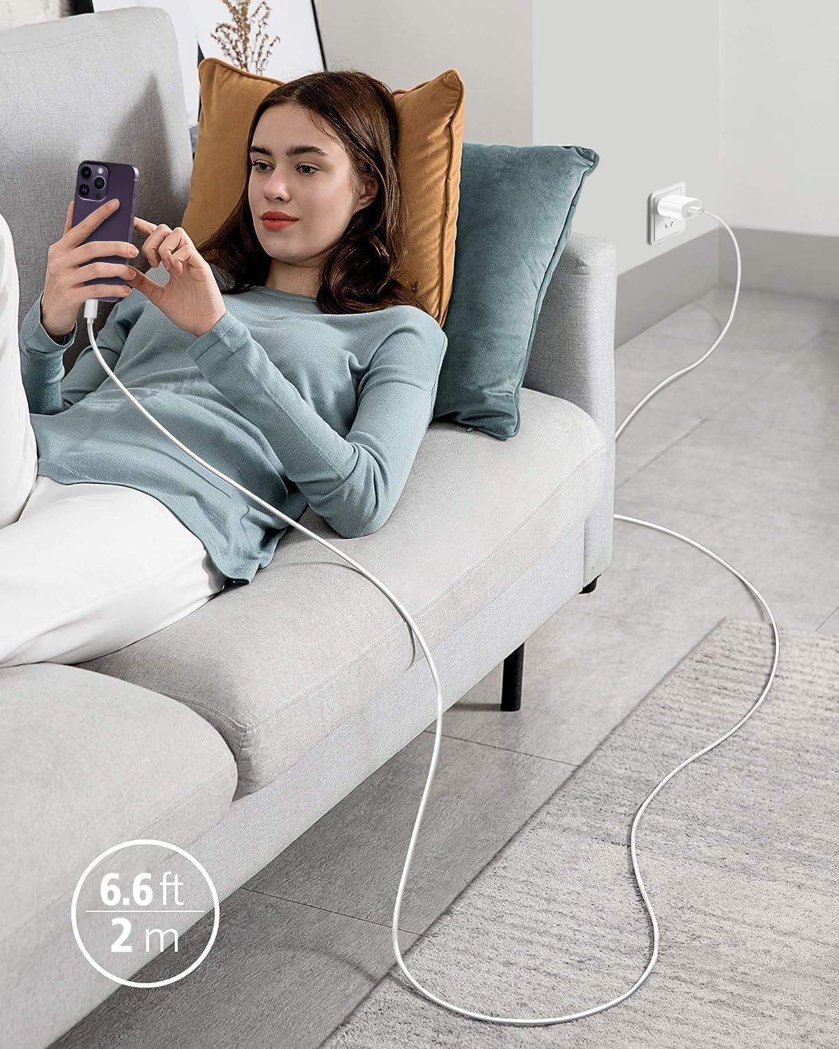 HKM-973843 6FT Lightning Cable & USB Wall Charger Travel Adapter - Dual Pack for iPhone, iPad, AirPods