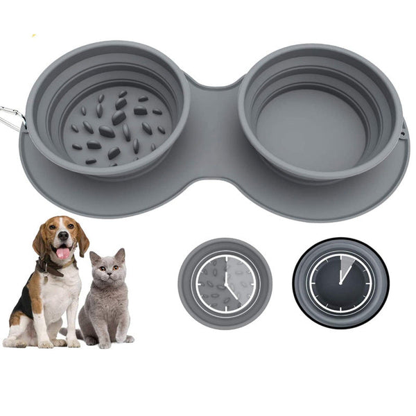 HKM-9739069 Silicone Grey Foldable Pet Bowl - Anti-Choke and Anti-Vomiting Design