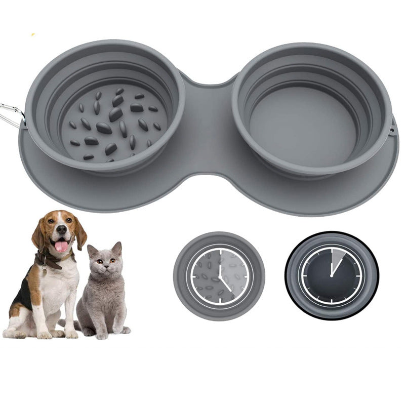 HKM-9739069 Silicone Grey Foldable Pet Bowl - Anti-Choke and Anti-Vomiting Design