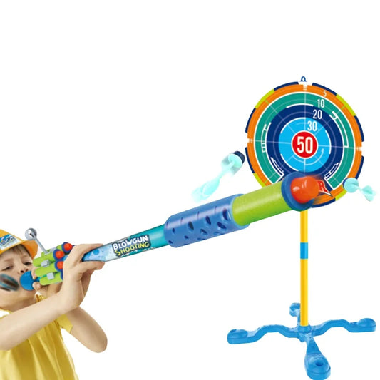 HKM-974035 Soft Foam Blowgun Toy Set with Vertical Target for Kids Ages 3 and Up