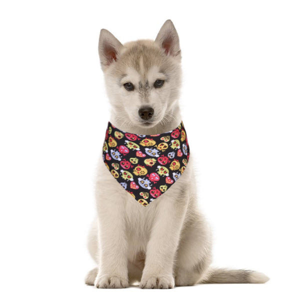 HKM-9740477 Halloween Pet Triangle Scarf with Ghost, Skull, and Letter Designs - Customizable Polyester Accessory