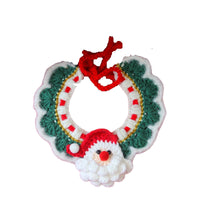 HKM-9740861 Adjustable Knit Pet Collar with Crochet Elk Pattern for Cats and Dogs, Comfortable and Stylish Design